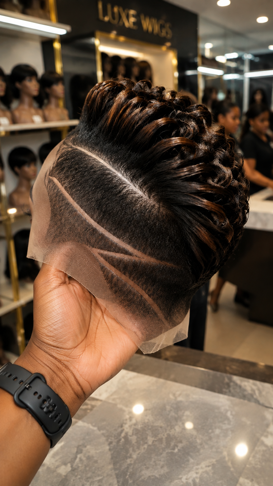 A Geometric Zig-Zag Razor Slash Commands Structural Mastery On A Chestnut Balayage Wave Pixie Wig #fah
