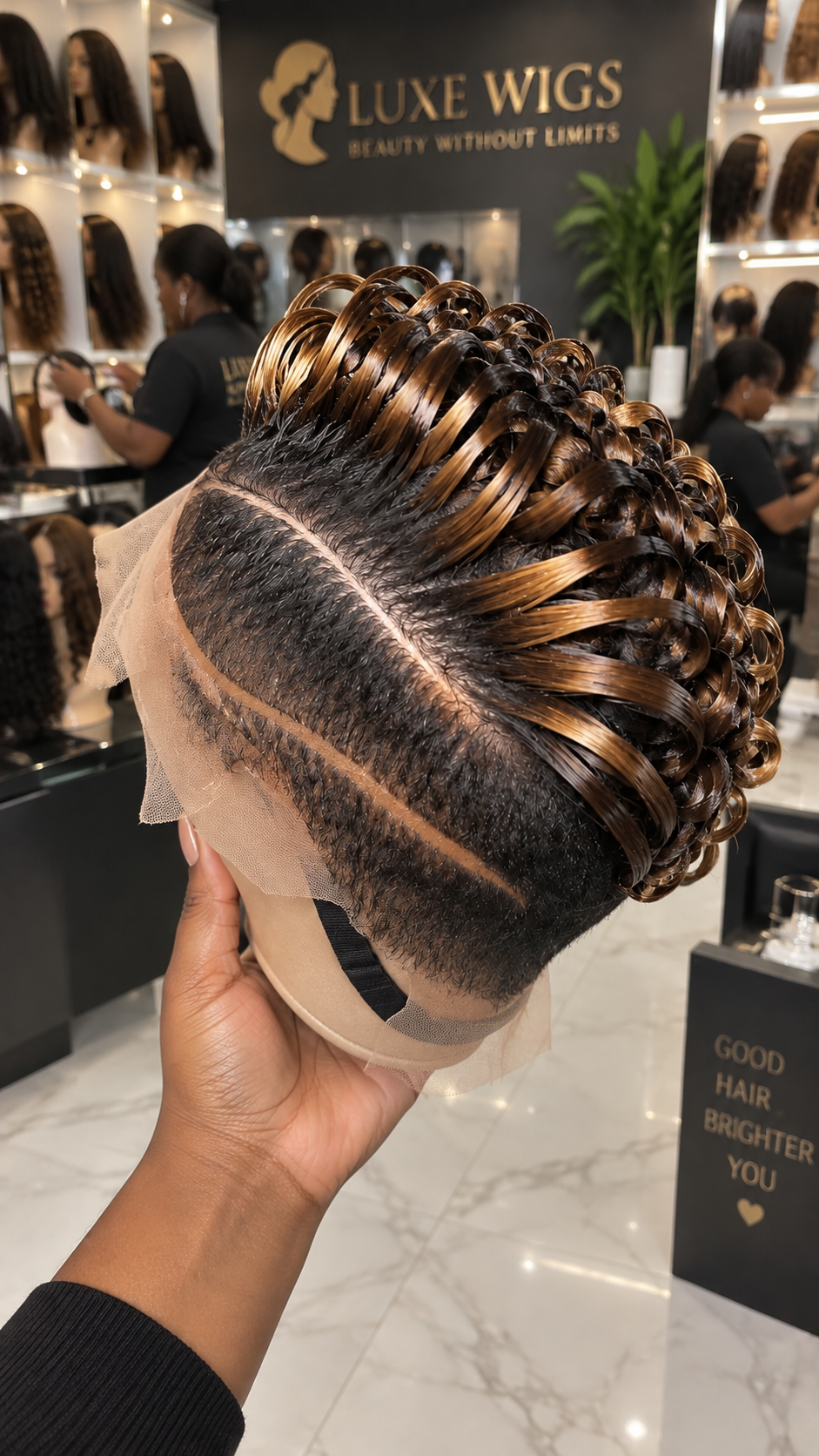 Honey Brown Loop Curl Pixie Wig With Dark Tapered Sides #afth Honey Brown Loop Curl Pixie Wig With Dark Tapered Sides #afth