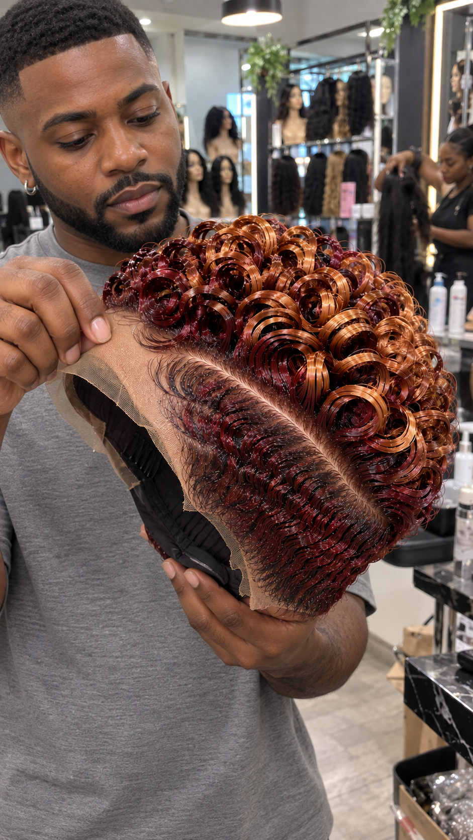 Burgundy and Copper Spiral Pixie Wig With a Sweeping Side Part #apdh Burgundy and Copper Spiral Pixie Wig With a Sweeping Side Part #apdh
