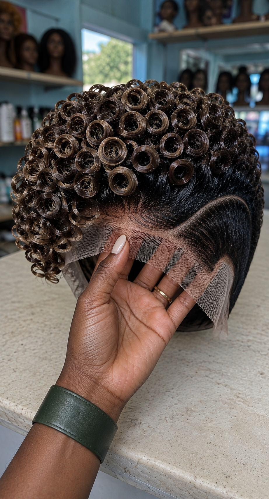 Mocha Brown Ringlet Pixie Wig With Sculpted Wave Sides #eft