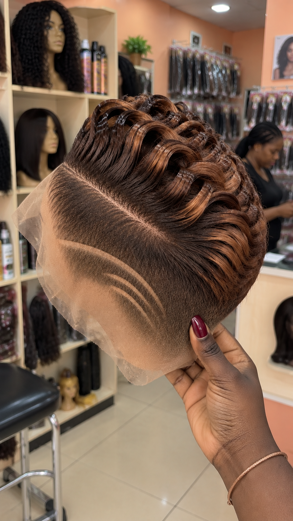 Chocolate Brown Sculpted Loop Pixie Wig With Triple Side Lines #brh Chocolate Brown Sculpted Loop Pixie Wig With Triple Side Lines #brh