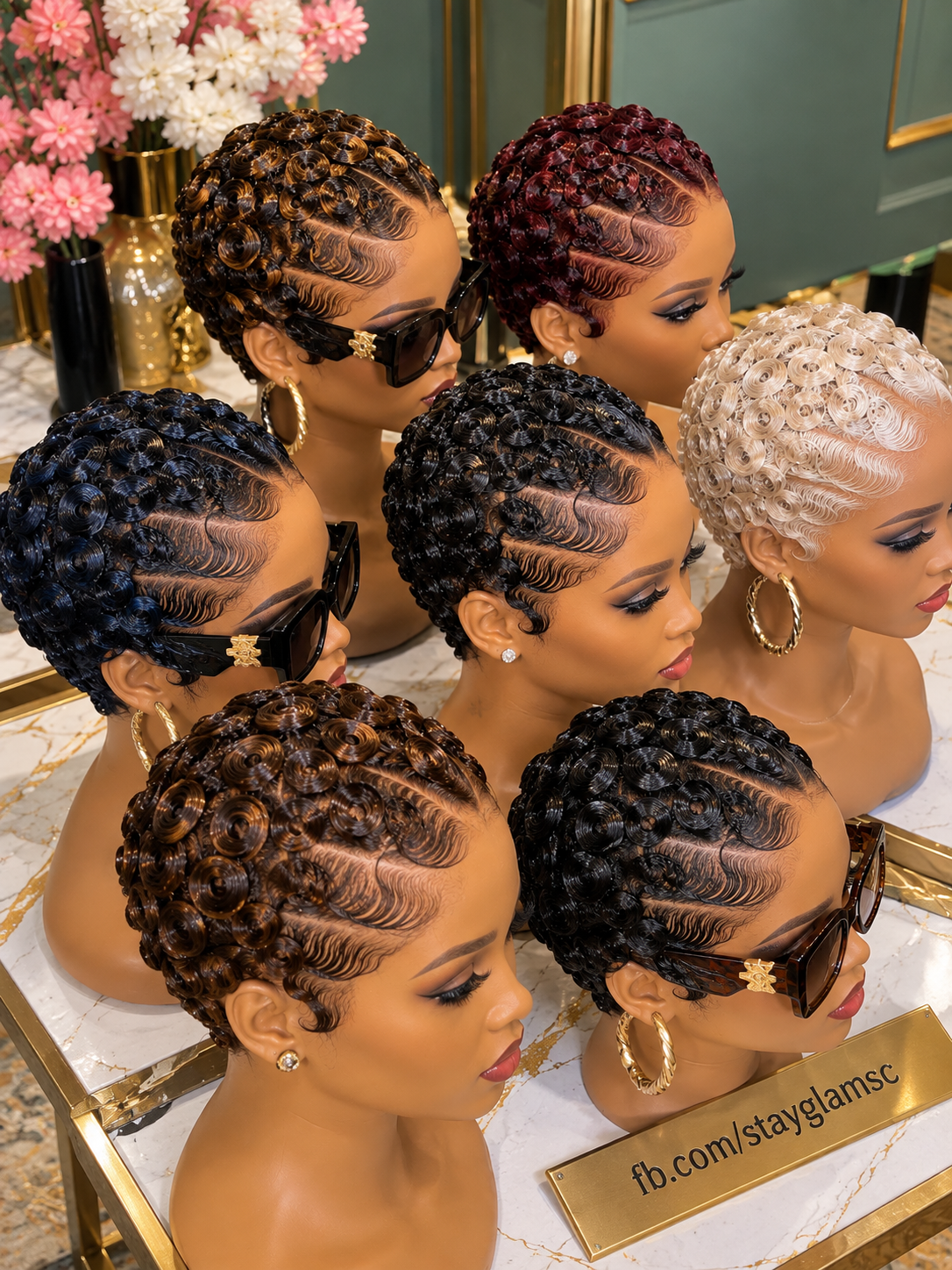 Glossy Finger Curl Pixie Wigs With Sculpted Side Waves in Seven Rich Shades #hwb Glossy Finger Curl Pixie Wigs With Sculpted Side Waves in Seven Rich Shades #hwb