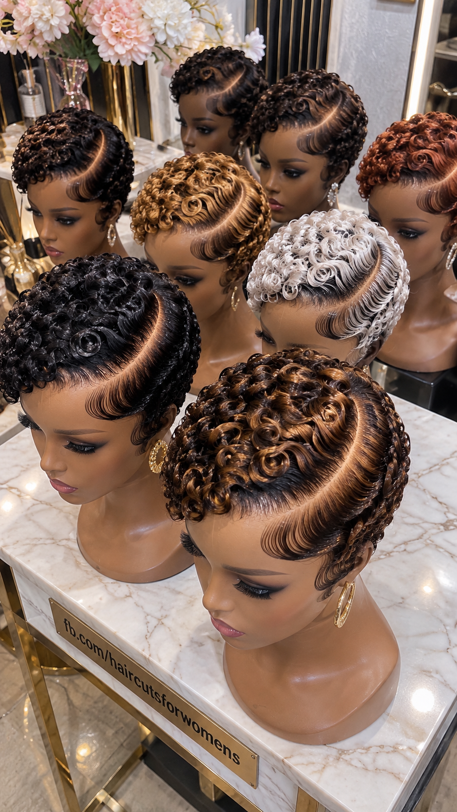 Seven Side-Part Ringlet Pixie Wigs With Sculpted Finger-Wave Panels #bwi