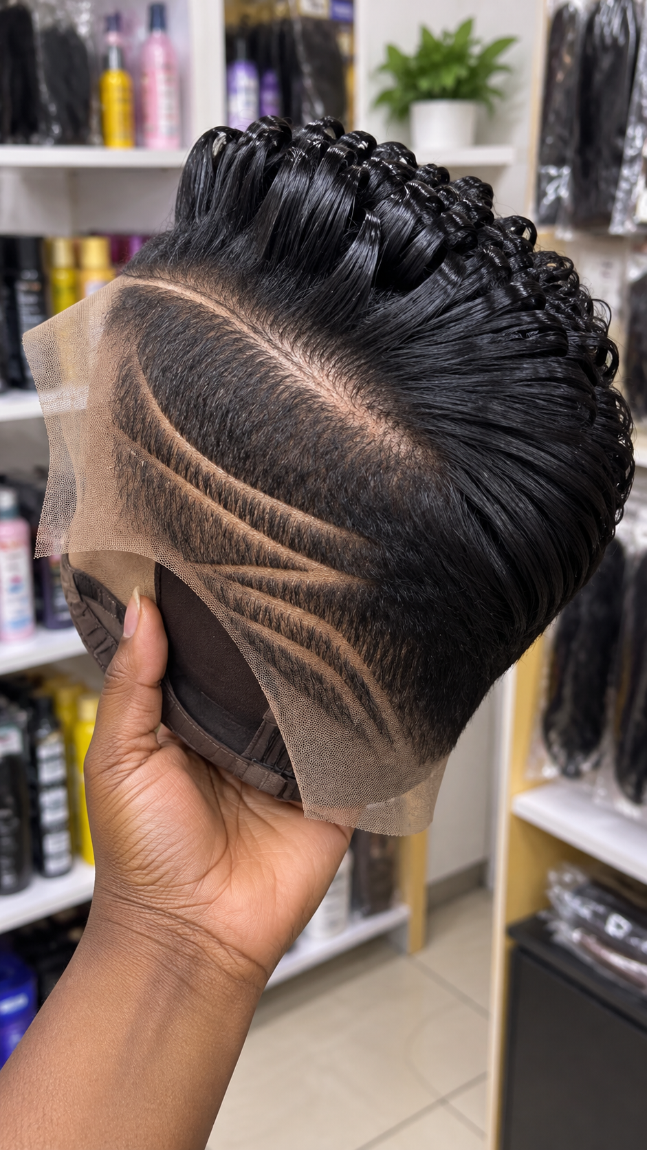 Jet Black Loop Curl Pixie Wig With Triple Side Lines #efth Jet Black Loop Curl Pixie Wig With Triple Side Lines #efth