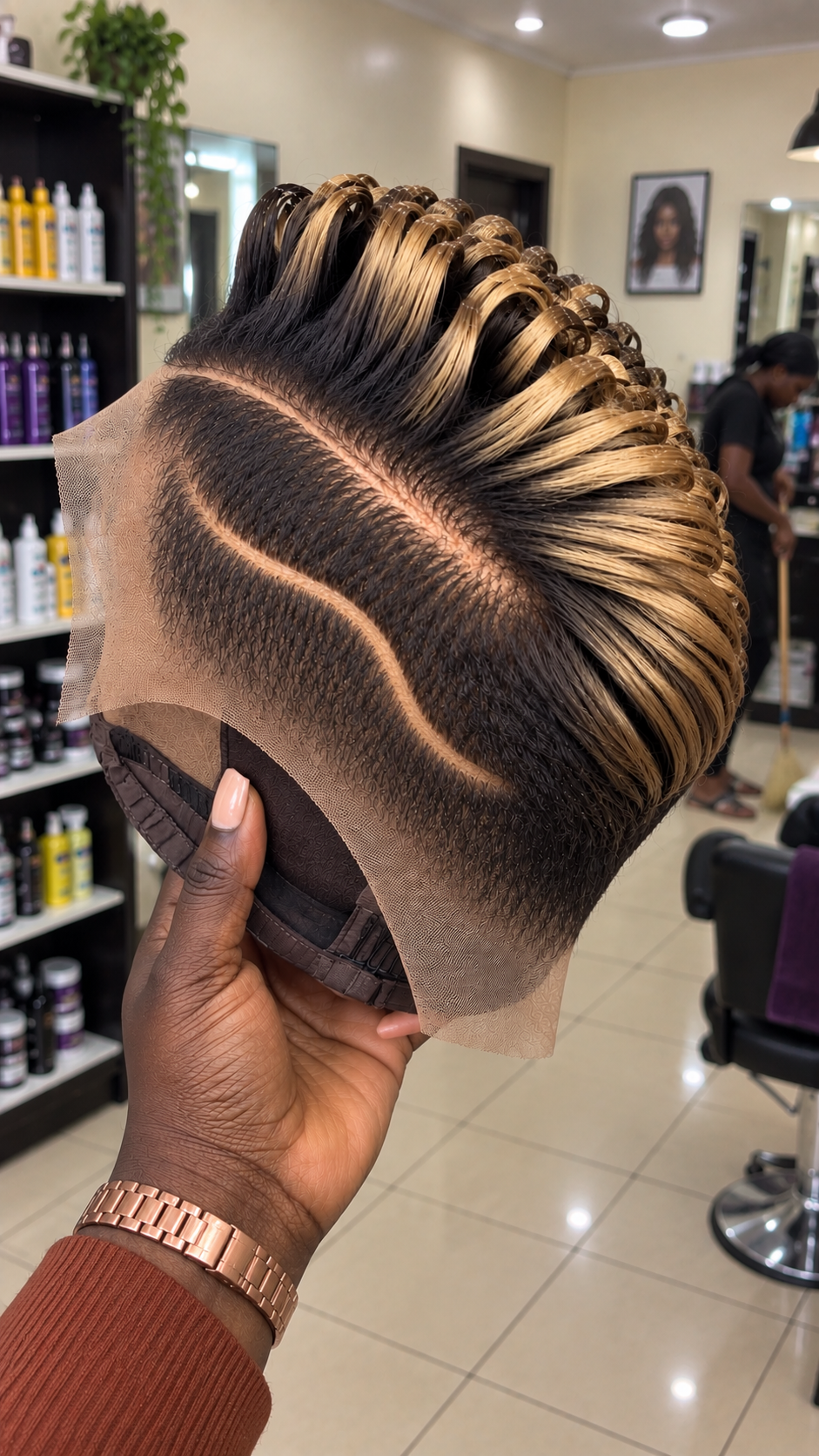 Golden Honey Loop Pixie Wig With Curved Side-Line Detail #bwi Golden Honey Loop Pixie Wig With Curved Side-Line Detail #bwi