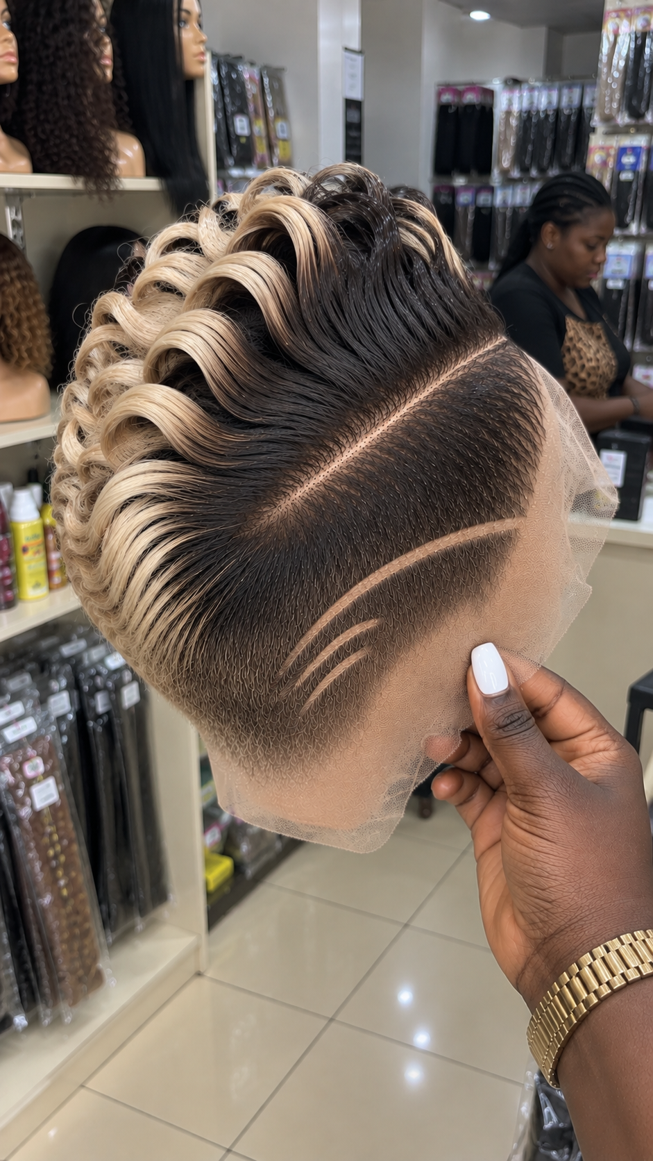 Platinum Blonde Loop Pixie Wig With Dark Tapered Sides #apdh Platinum Blonde Loop Pixie Wig With Dark Tapered Sides #apdh