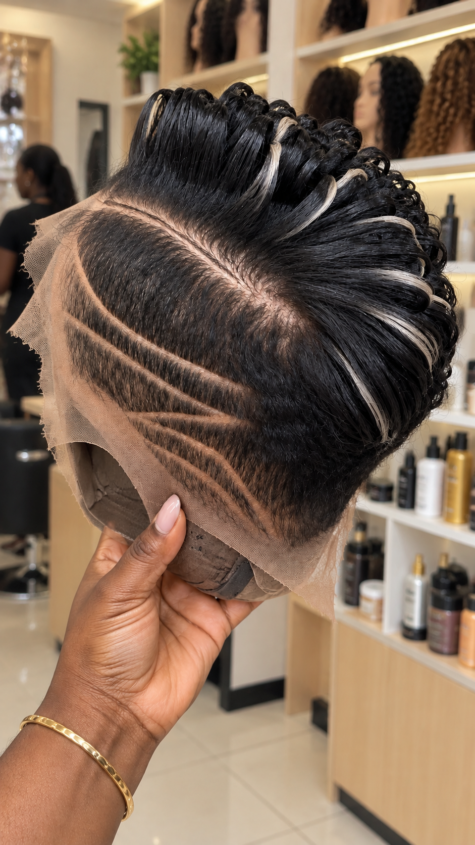 Black and Platinum Highlight Pixie Wig With Triple Side Lines #brh Black and Platinum Highlight Pixie Wig With Triple Side Lines #brh