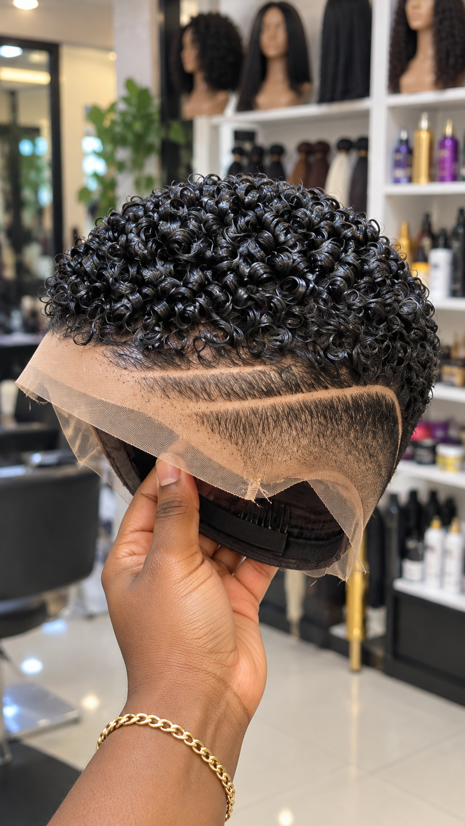 Jet Black Micro Coil Pixie Wig With Double Razor Side Lines #bc