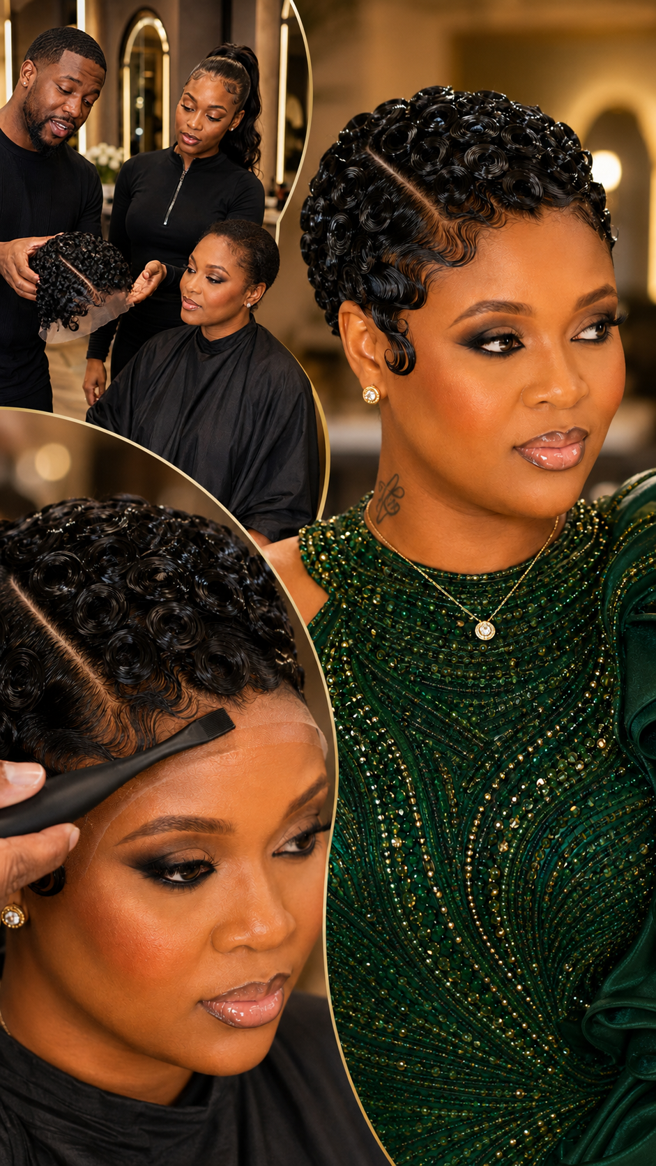 This Glossy Pin-Curl Pixie Has Red-Carpet Energy Written All Over It 🖤✨ #WigBusiness This Glossy Pin-Curl Pixie Has Red-Carpet Energy Written All Over It 🖤✨ #WigBusiness