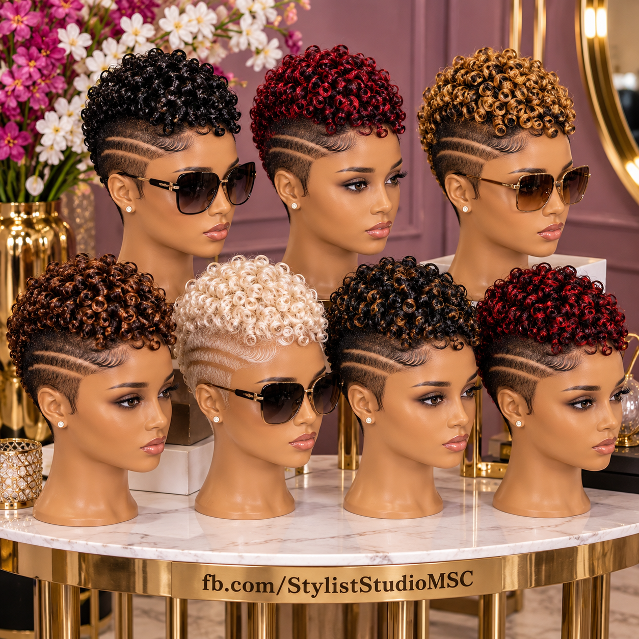 Seven Color Finger Coil Pixie Wigs With Double Side Lines #ss Seven Color Finger Coil Pixie Wigs With Double Side Lines #ss