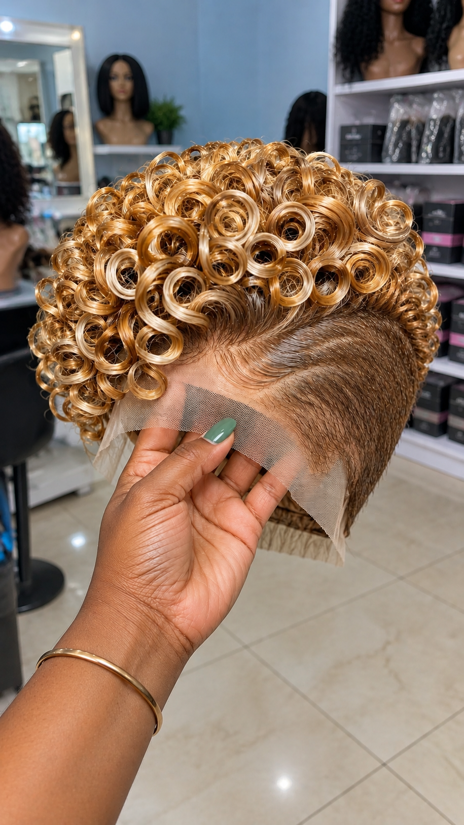 Golden Honey Spiral Crown with Amber Blonde Ringlets and a Caramel Tapered Pixie Wig #aft Golden Honey Spiral Crown with Amber Blonde Ringlets and a Caramel Tapered Pixie Wig #aft