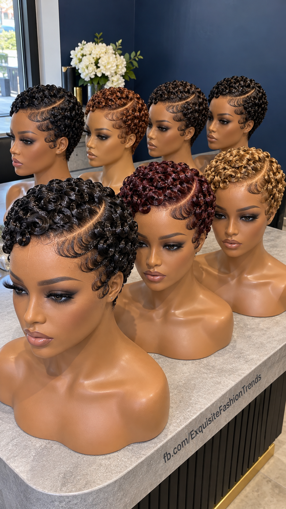 Six Sculpted Pixie Wig Designs in Black, Copper, Burgundy and Golden Blonde with Artistic Finger Waves #eft Six Sculpted Pixie Wig Designs in Black, Copper, Burgundy and Golden Blonde with Artistic Finger Waves #eft
