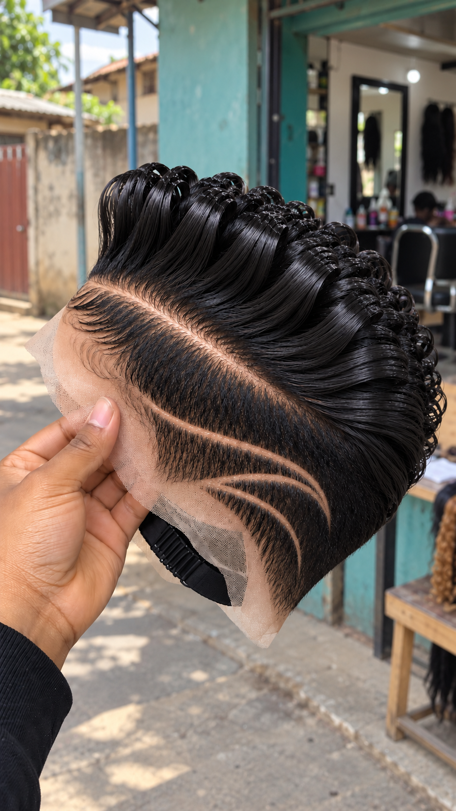 Stunning Black Ribbon Curls with Artistic Side Lines #br Stunning Black Ribbon Curls with Artistic Side Lines #br