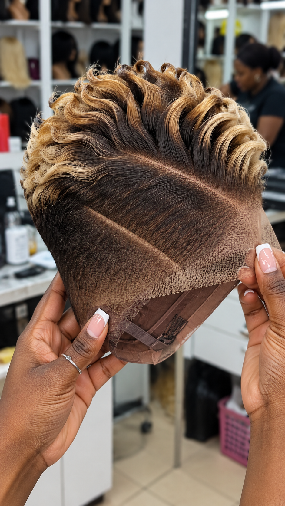 Honey Blonde Sculpted Quiff Wig with Espresso Roots and a Diagonal Temple Part #brh Honey Blonde Sculpted Quiff Wig with Espresso Roots and a Diagonal Temple Part #brh