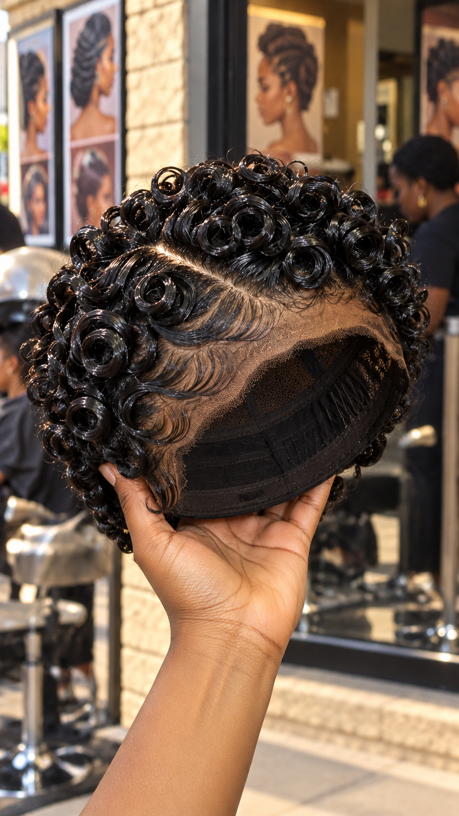 Raven Black Rosette Wig With Cascading Temple Waves #apdh Raven Black Rosette Wig With Cascading Temple Waves #apdh