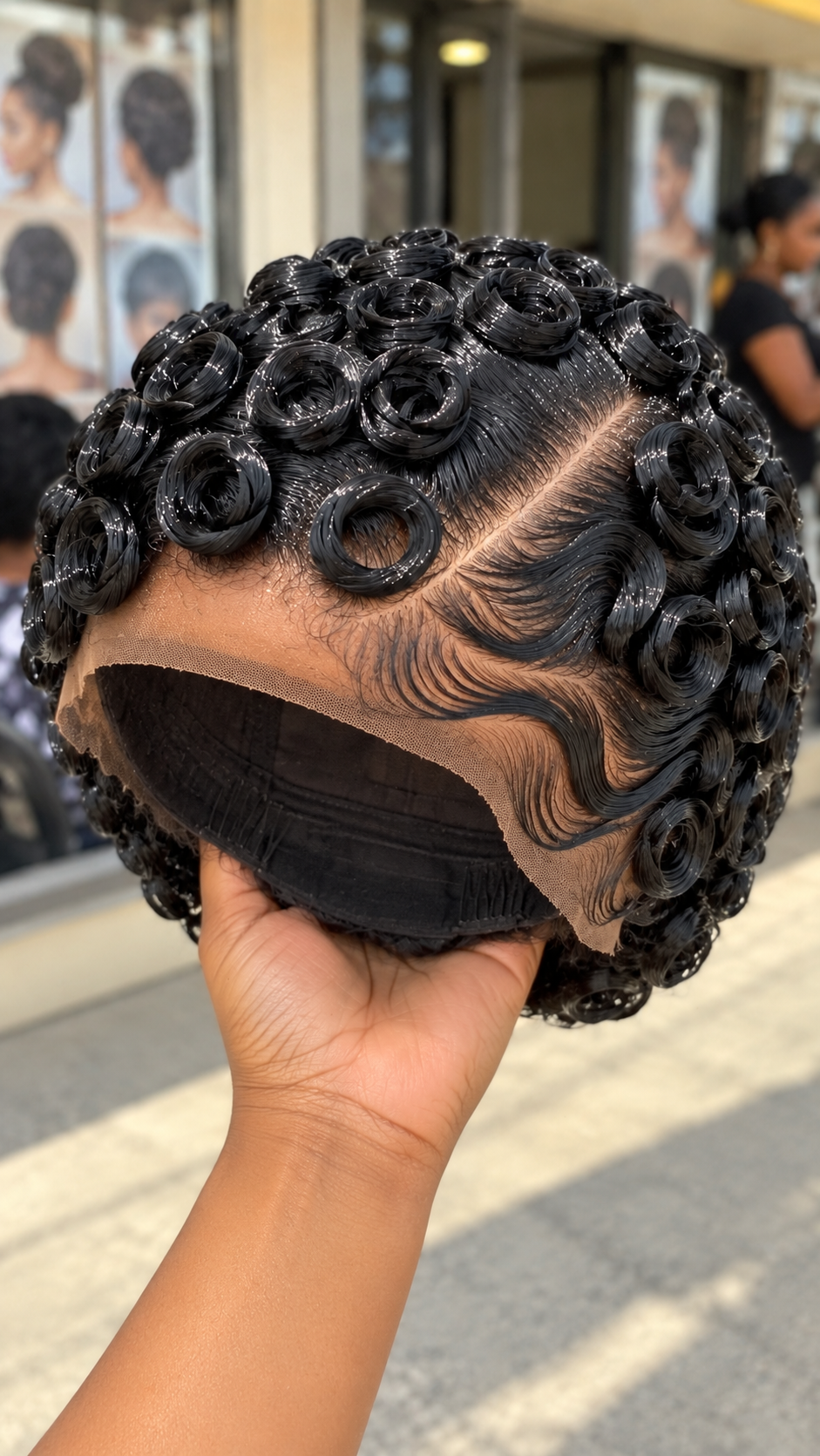 Black Rosette Curls with Sweeping Finger Waves #ssh