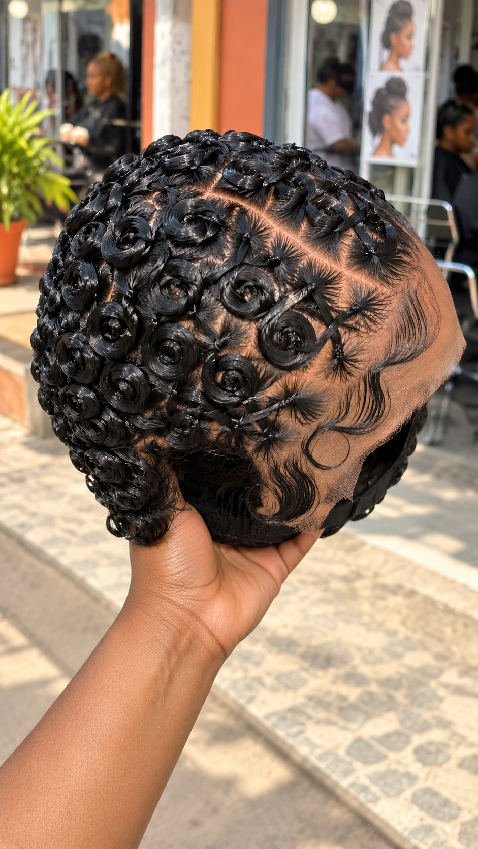 Black Rose Coil Wig With Starburst Partings #fah Black Rose Coil Wig With Starburst Partings #fah