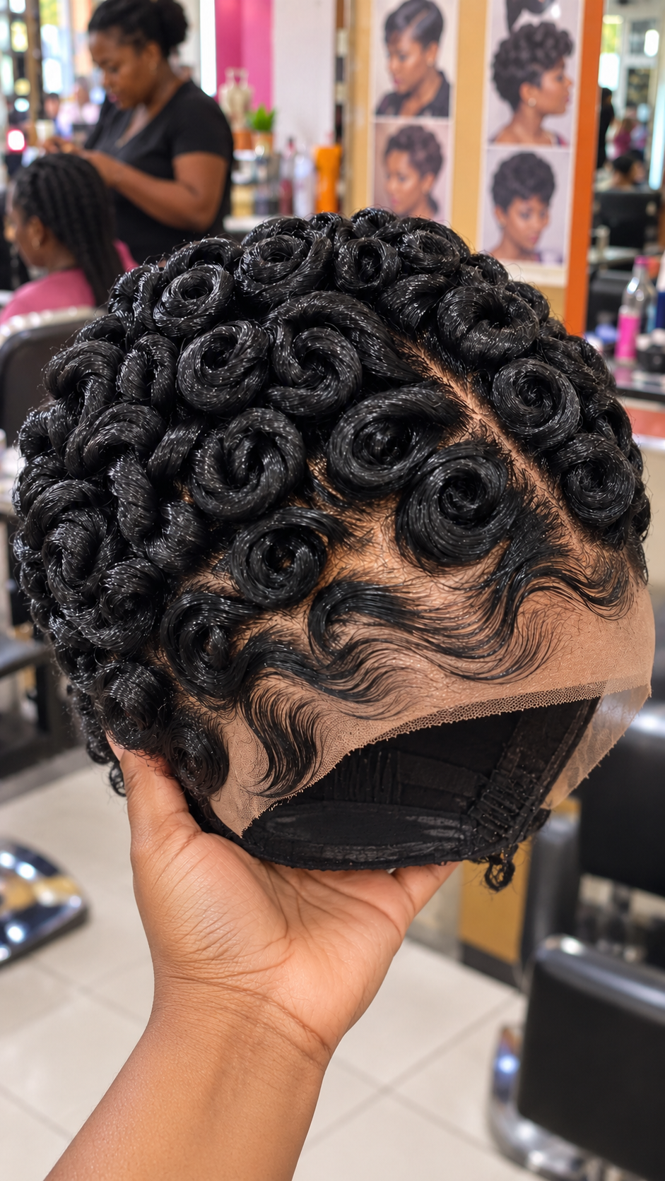 Black Rosette Curls with Sculpted Finger Waves #fah Black Rosette Curls with Sculpted Finger Waves #fah