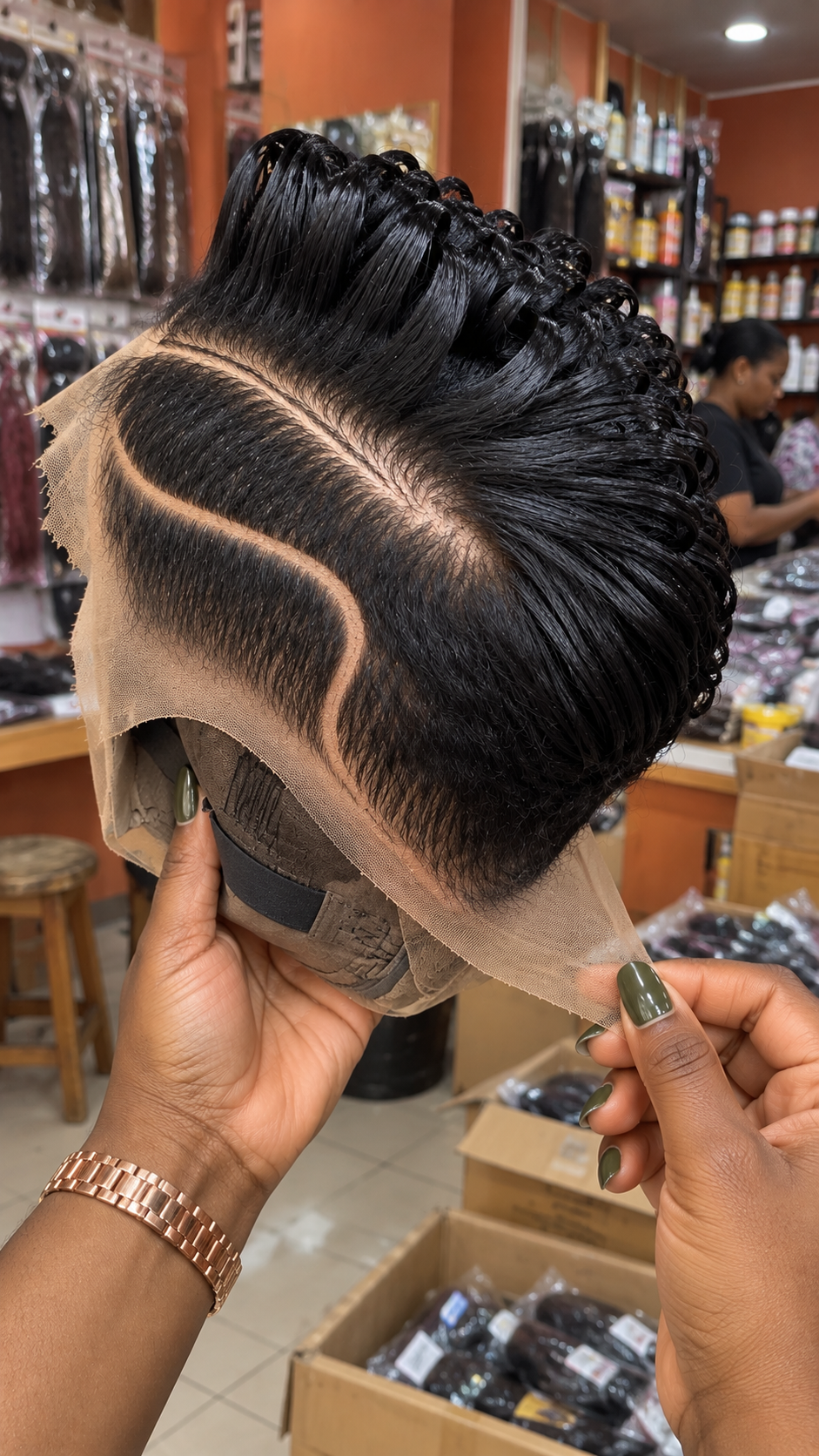 Jet Black Sculpted Ribbon Pixie Lace Wig With Angular Side Parting and Tapered Temple Panel #stayh Jet Black Sculpted Ribbon Pixie Lace Wig With Angular Side Parting and Tapered Temple Panel #stayh