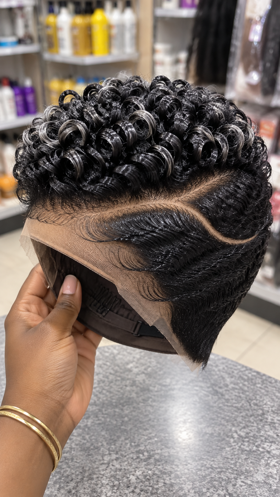 Midnight Black Circular Coil Wig With Sculpted S-Wave Temple and Curved Lace Parting #stayh Midnight Black Circular Coil Wig With Sculpted S-Wave Temple and Curved Lace Parting #stayh