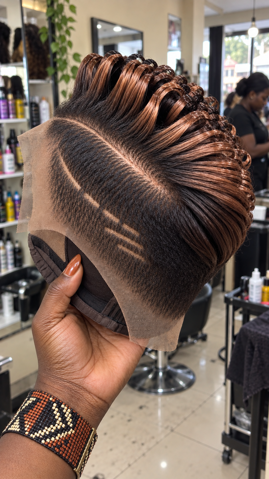 Copper Ribbon Crown Wig With Double-Line Side Geometry #hwbh