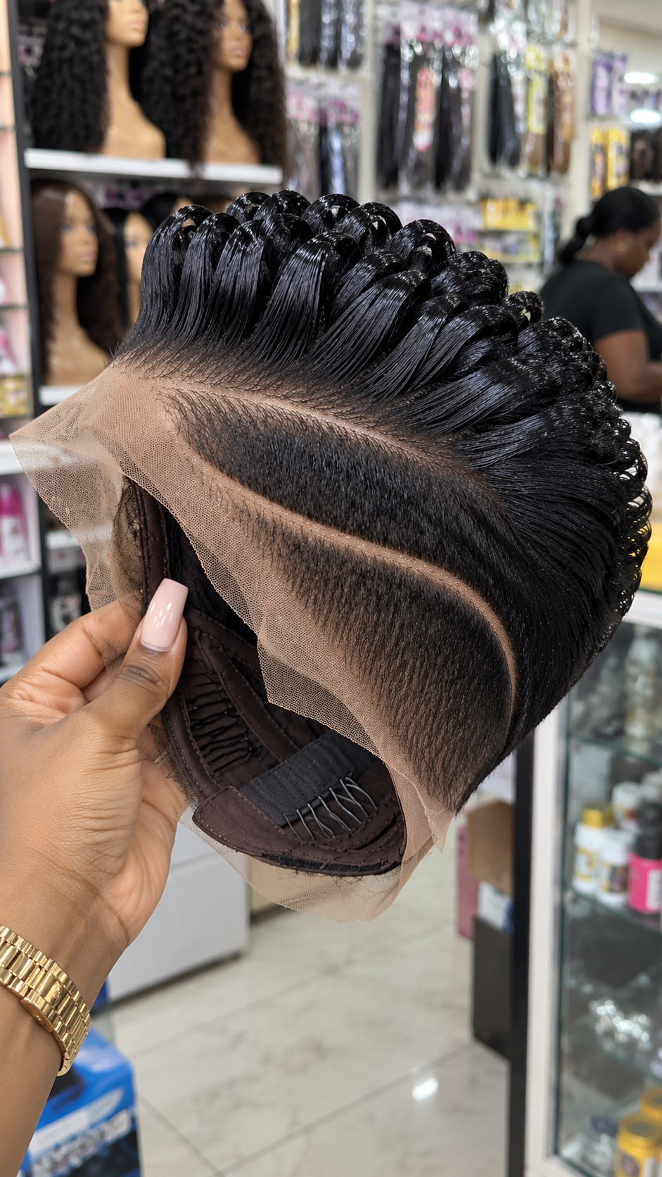 Raven Black Ribbon Crest Pixie Wig with Double Sweeping Side Partings and Exposed Lace #fah Raven Black Ribbon Crest Pixie Wig with Double Sweeping Side Partings and Exposed Lace #fah