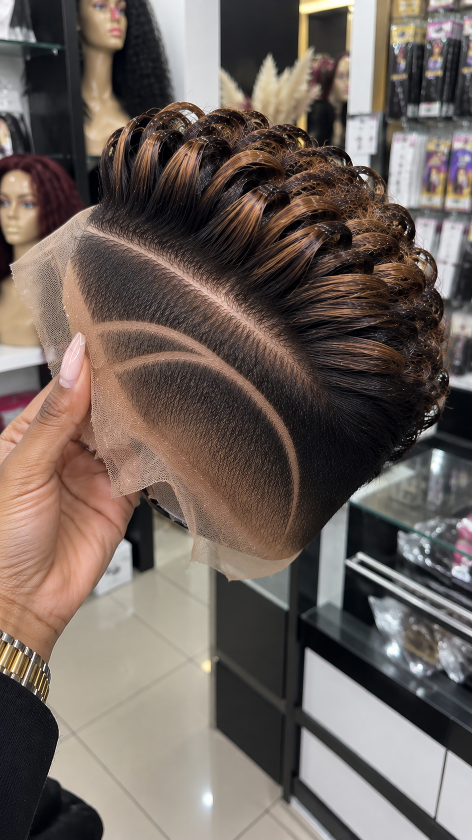 Bronze Loop Crown Wig With Sweeping Triple Side Lines #ssh Bronze Loop Crown Wig With Sweeping Triple Side Lines #ssh