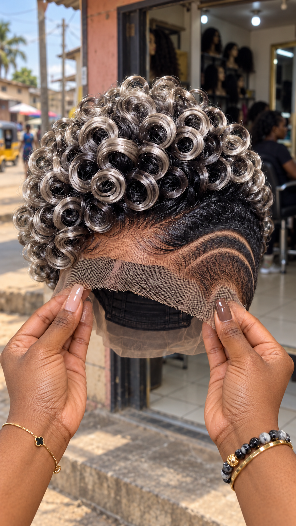 Smoky Pearl Silver Ringlet Wig with Dark Espresso Roots and Double Arch Temple Styling #brh Smoky Pearl Silver Ringlet Wig with Dark Espresso Roots and Double Arch Temple Styling #brh