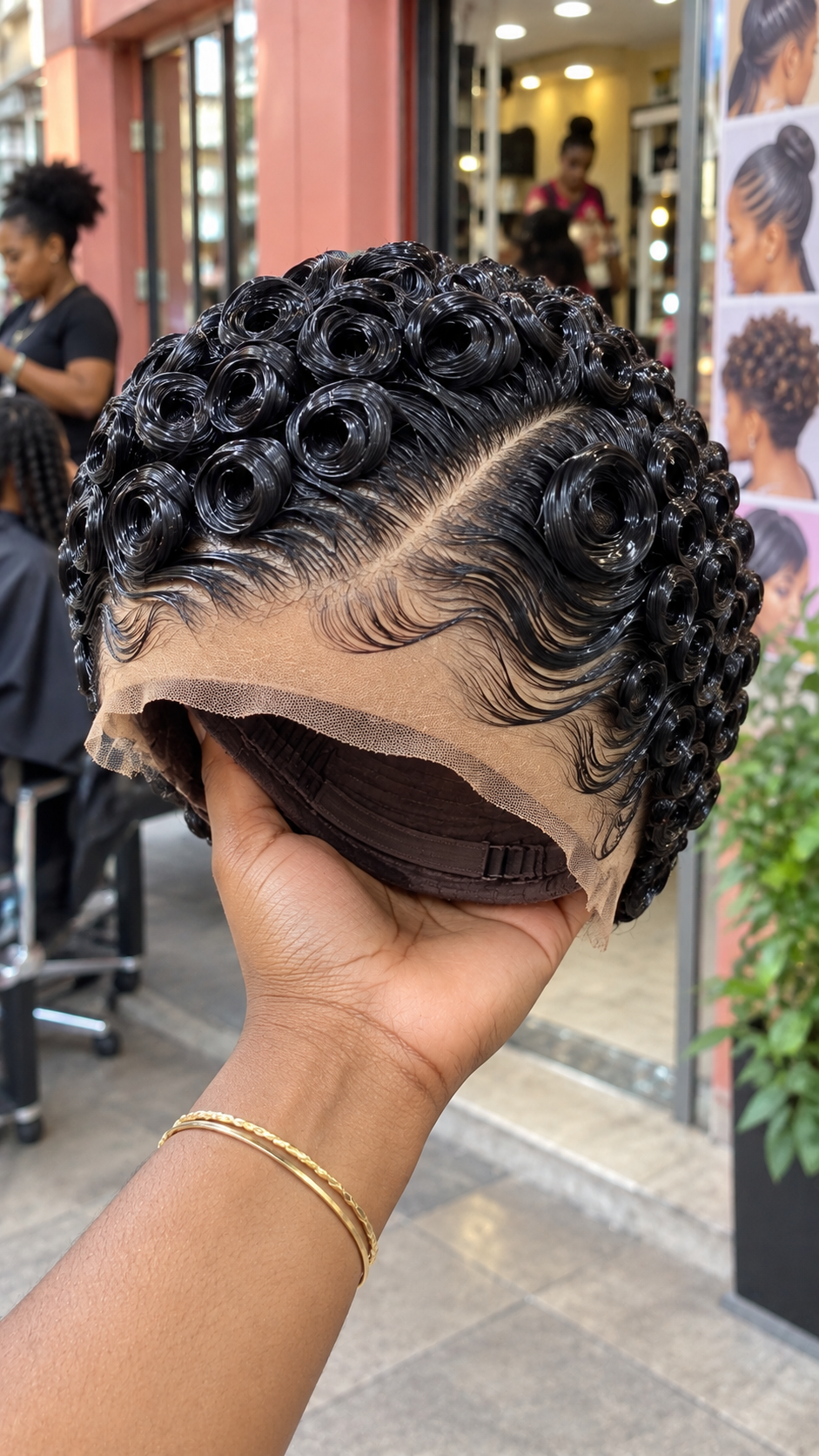 Jet Black Pinwheel Ringlet Pixie Wig with a Diagonal Crown Part and Sculpted Forehead Waves #brh Jet Black Pinwheel Ringlet Pixie Wig with a Diagonal Crown Part and Sculpted Forehead Waves #brh