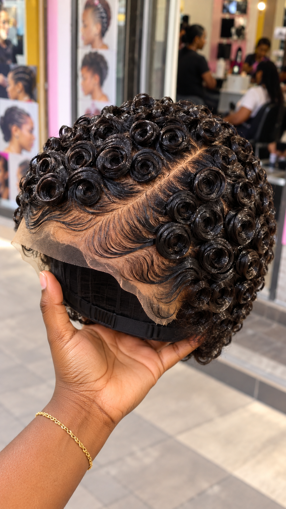 Jet Black Circular Coil Wig with Diagonal Crown Parting and Sculpted S-Wave Lace Front #fah Jet Black Circular Coil Wig with Diagonal Crown Parting and Sculpted S-Wave Lace Front #fah