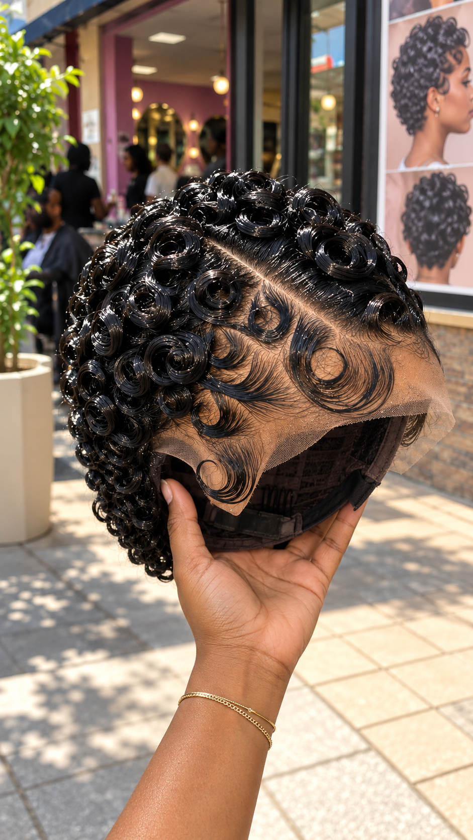 Jet Black Pinwheel Ringlets with Ornamental Forehead Swirls and a Diagonal Lace Part #fah Jet Black Pinwheel Ringlets with Ornamental Forehead Swirls and a Diagonal Lace Part #fah