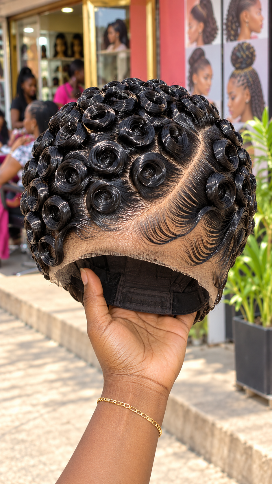 Midnight Black Rolled Rosette Wig With a Sweeping Diagonal Part and Cascading Temple Waves #ssh Midnight Black Rolled Rosette Wig With a Sweeping Diagonal Part and Cascading Temple Waves #ssh