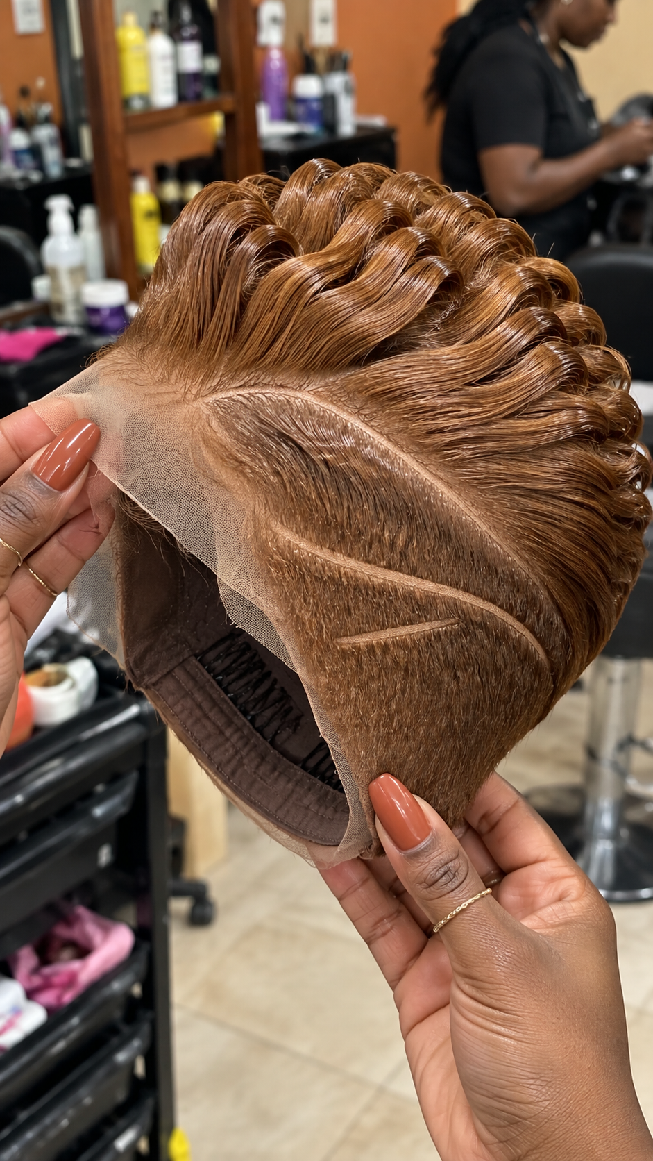 Golden Caramel Sculpted Loop Wig With Sweeping Side Curve #br Golden Caramel Sculpted Loop Wig With Sweeping Side Curve #br