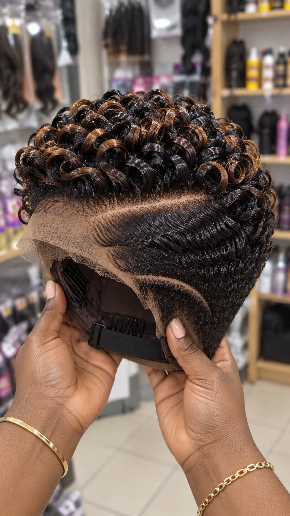 Caramel Ribbon Ringlets Meet Sculpted Temple Waves in a Lace Pixie Wig #stay Caramel Ribbon Ringlets Meet Sculpted Temple Waves in a Lace Pixie Wig #stay