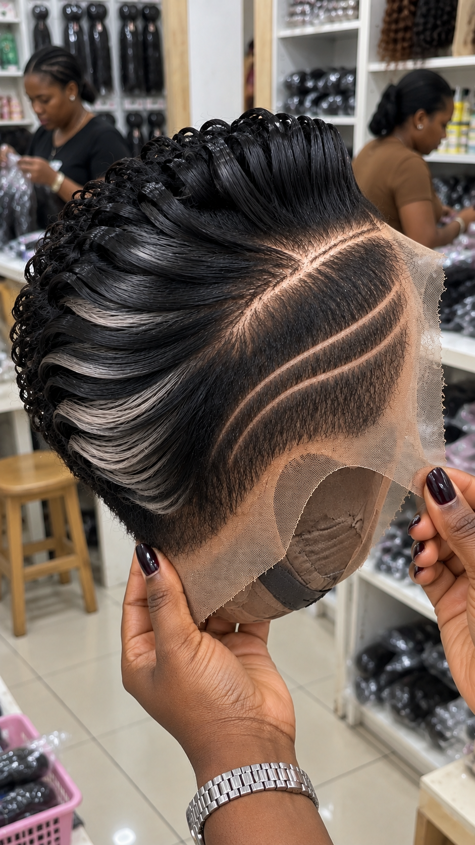 How Silver Accent Ribbons Change the Look of a Black Sculpted Side-Part Wig #hwbh How Silver Accent Ribbons Change the Look of a Black Sculpted Side-Part Wig #hwbh