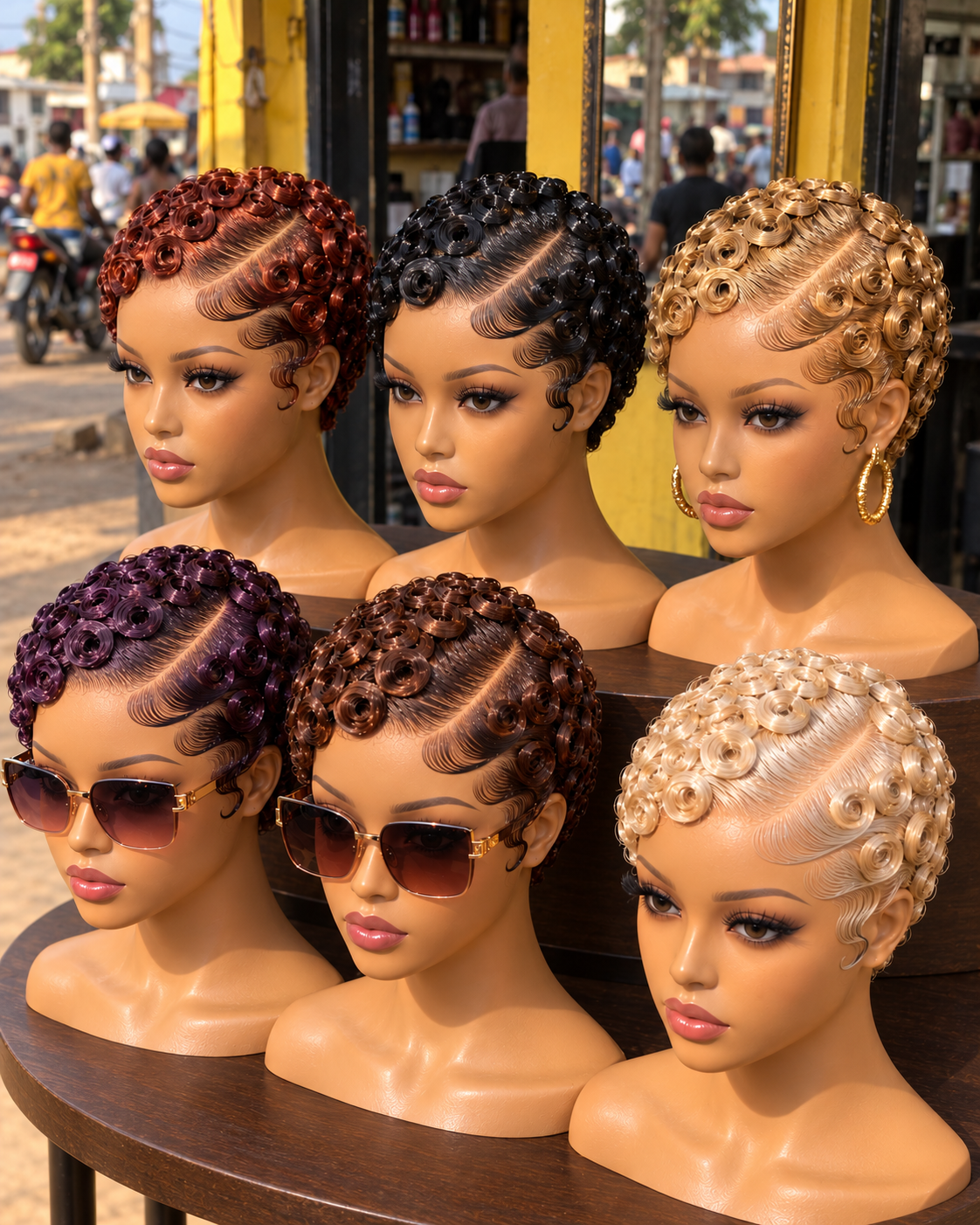Colorful Finger Curl Pixie Wigs for Women #BraidsforWomenSC Colorful Finger Curl Pixie Wigs for Women #BraidsforWomenSC