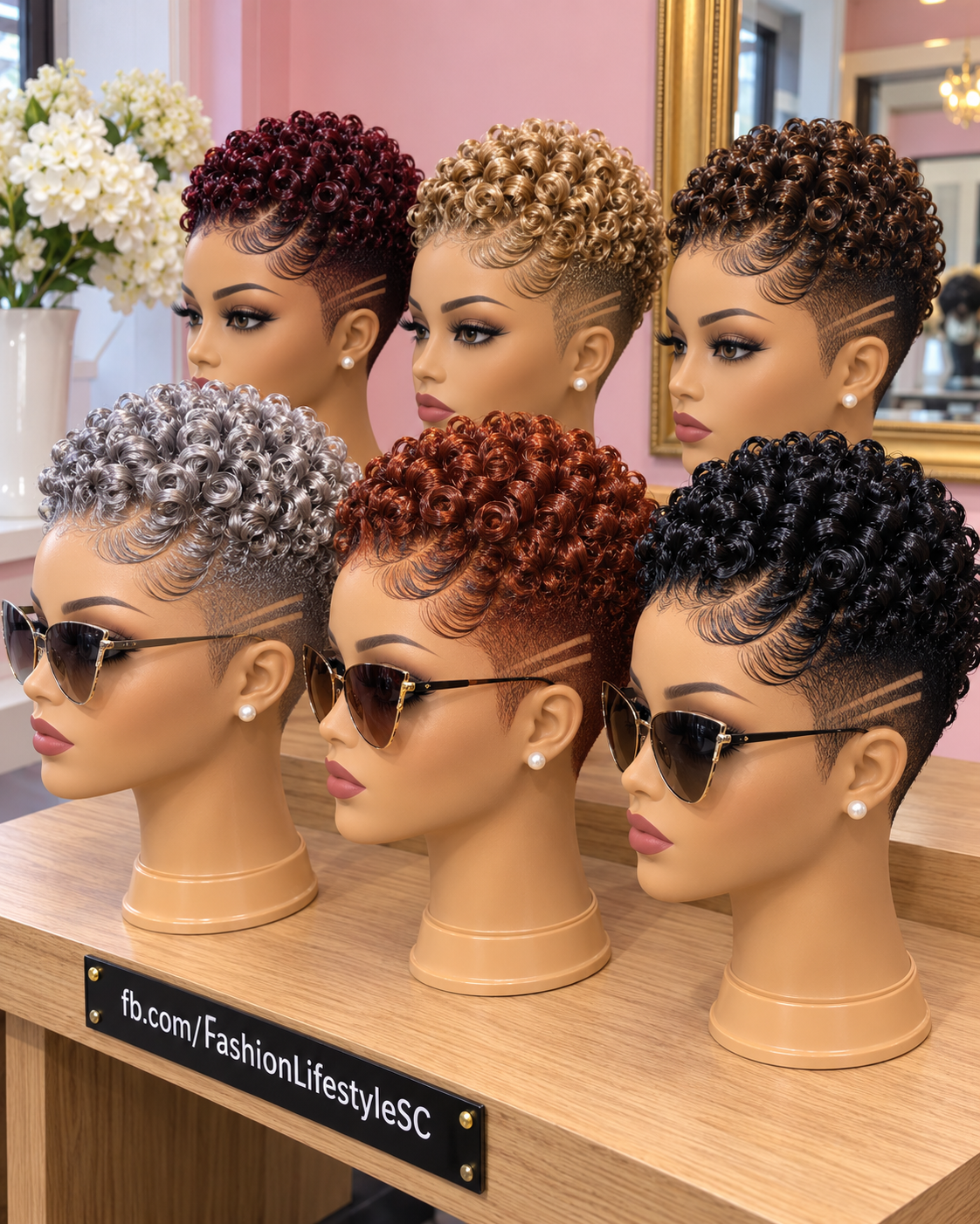 Six Colorful Spiral Coil Pixie Wigs With Double Temple Lines and Sculpted Front Waves #fl