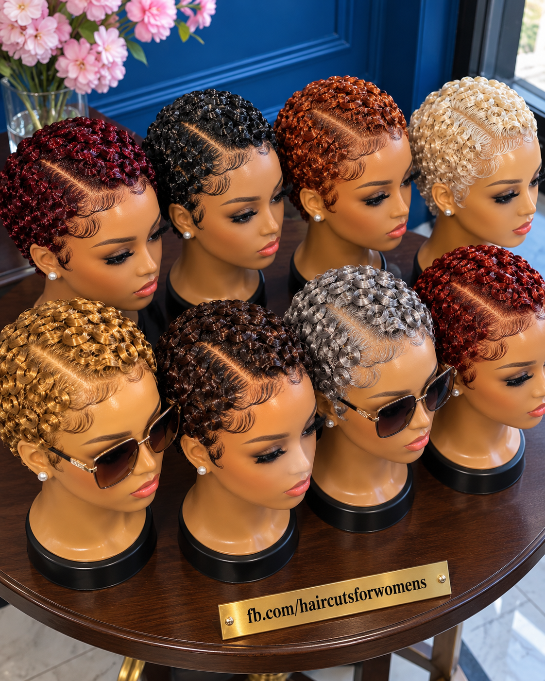 Eight Sculpted Pin Curl Pixie Wigs in Burgundy, Copper, Blonde and Silver #bwi Eight Sculpted Pin Curl Pixie Wigs in Burgundy, Copper, Blonde and Silver #bwi