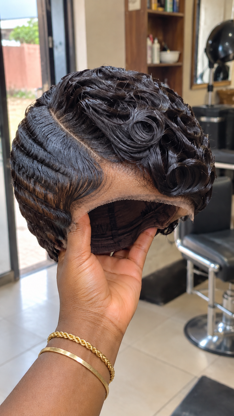 Obsidian Black Pixie Wig With Graduated Finger Waves and Oversized Spiral Curls #bwi Obsidian Black Pixie Wig With Graduated Finger Waves and Oversized Spiral Curls #bwi
