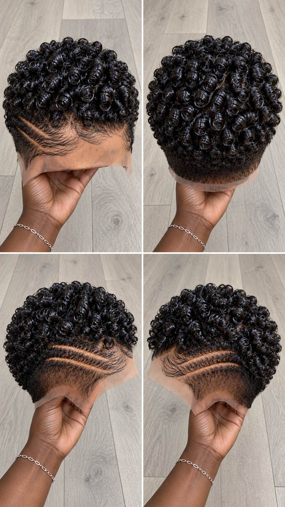 Four-Angle Black Corkscrew Pixie Wig With Twin Temple Arcs and Delicate Lace Hairline #BestHairstylesIdeasc Four-Angle Black Corkscrew Pixie Wig With Twin Temple Arcs and Delicate Lace Hairline #BestHairstylesIdeasc