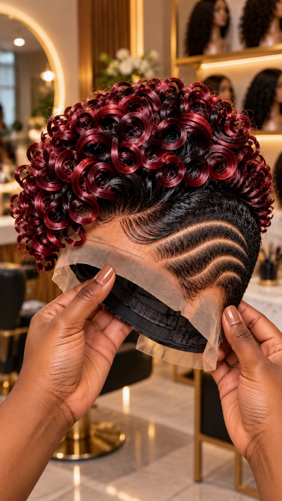 Ruby Red Spiral Curls with Triple Side Waves #aft Ruby Red Spiral Curls with Triple Side Waves #aft