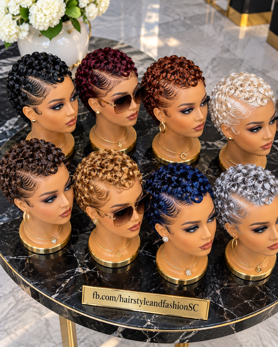 Eight Colorful Finger Coil Pixie Wigs With Sculpted Temple Waves and Circular Crowns #fa Eight Colorful Finger Coil Pixie Wigs With Sculpted Temple Waves and Circular Crowns #fa