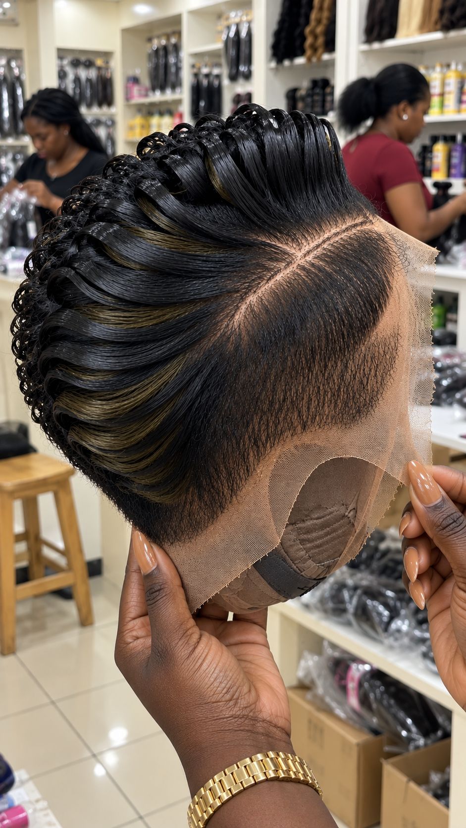 Why Olive-Gold Shadow Ribbons Give a Black Sculpted Wig a Quieter Luxury Look #bwih Why Olive-Gold Shadow Ribbons Give a Black Sculpted Wig a Quieter Luxury Look #bwih