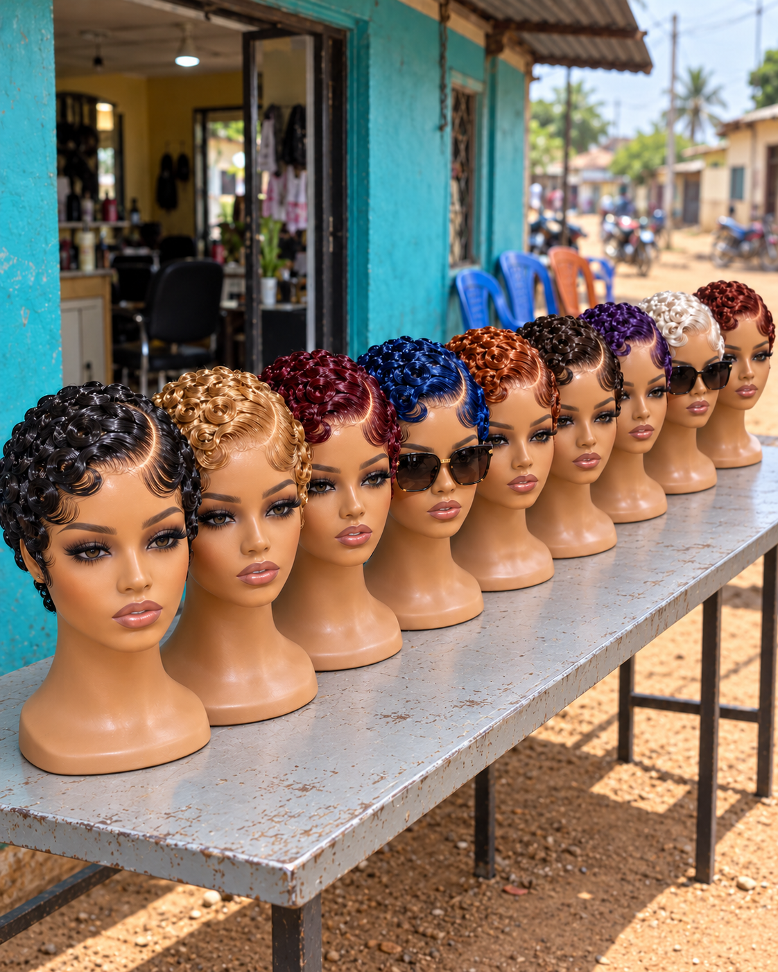 Colorful Finger Coil Pixie Wigs #BraidsforWomenSC Colorful Finger Coil Pixie Wigs #BraidsforWomenSC