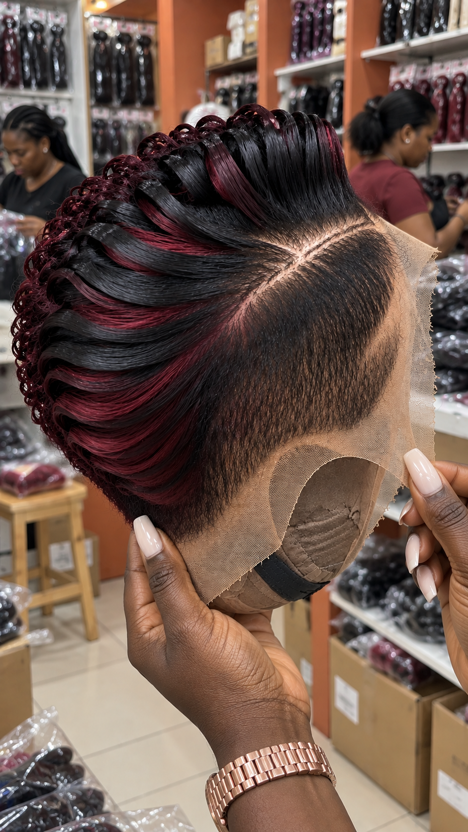 Burgundy Accent Sculpted Wig With a Zigzag Side Design: What Makes the Pattern Work #apdh Burgundy Accent Sculpted Wig With a Zigzag Side Design: What Makes the Pattern Work #apdh