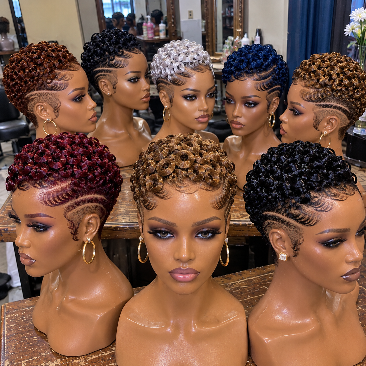 How to Plan a Pixie Wig Rotation With Burgundy, Silver, Black and Honey Curls #hairstylesforwomeng