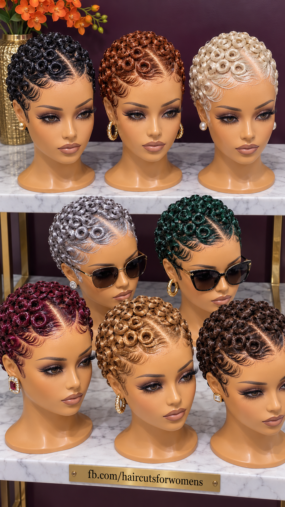 Eight Finger Coil Pixie Wigs in Black, Copper, Platinum, Emerald and Burgundy #bwi