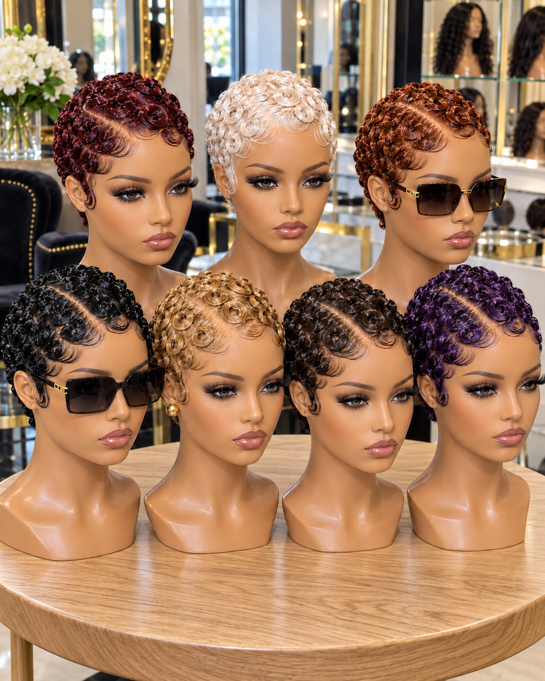 Pin Curl Pixies in Rich Colors #BraidsforWomenSC Pin Curl Pixies in Rich Colors #BraidsforWomenSC
