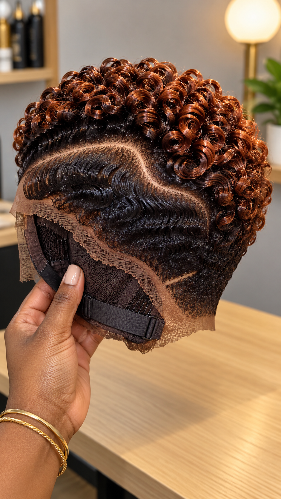 Chocolate Copper Spiral Crown Wig With Sculpted S-Wave Panels and a Subtle Nape Accent #stay Chocolate Copper Spiral Crown Wig With Sculpted S-Wave Panels and a Subtle Nape Accent #stay
