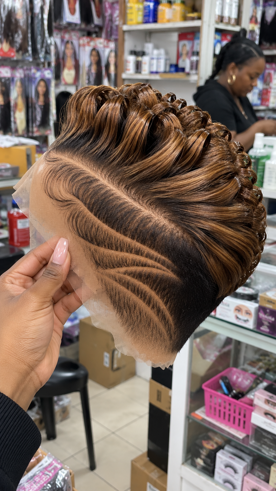 Copper Caramel Sculpted Loop Wig With Triple Side Lines #br